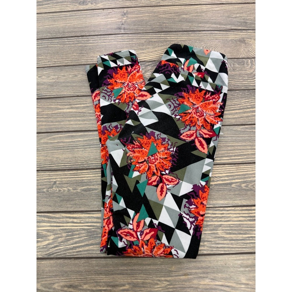 Lularoe Geometric Floral Print Soft Leggings Womens One Size